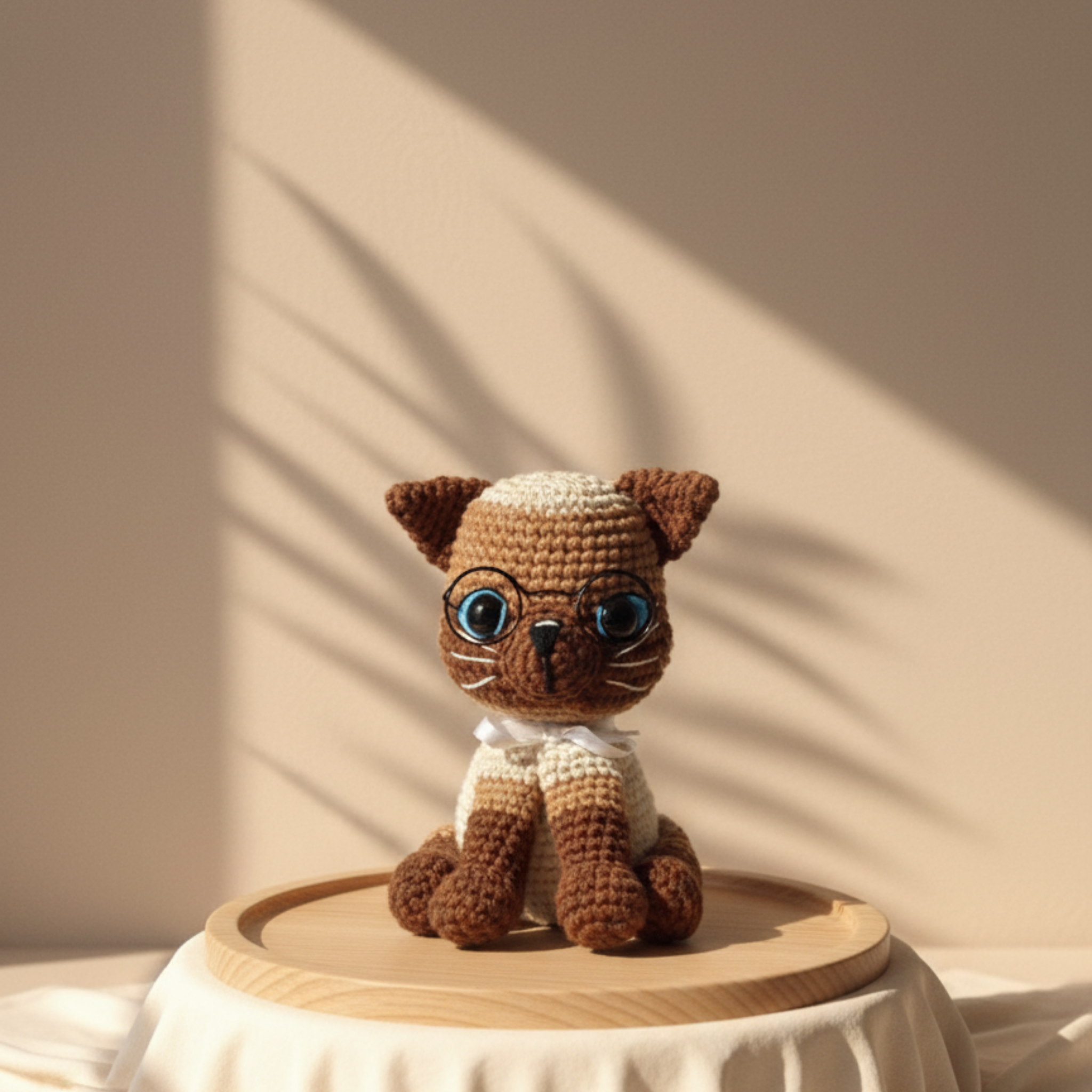 Amigurumi de mascota gato siames tejido a crochet 12 cm