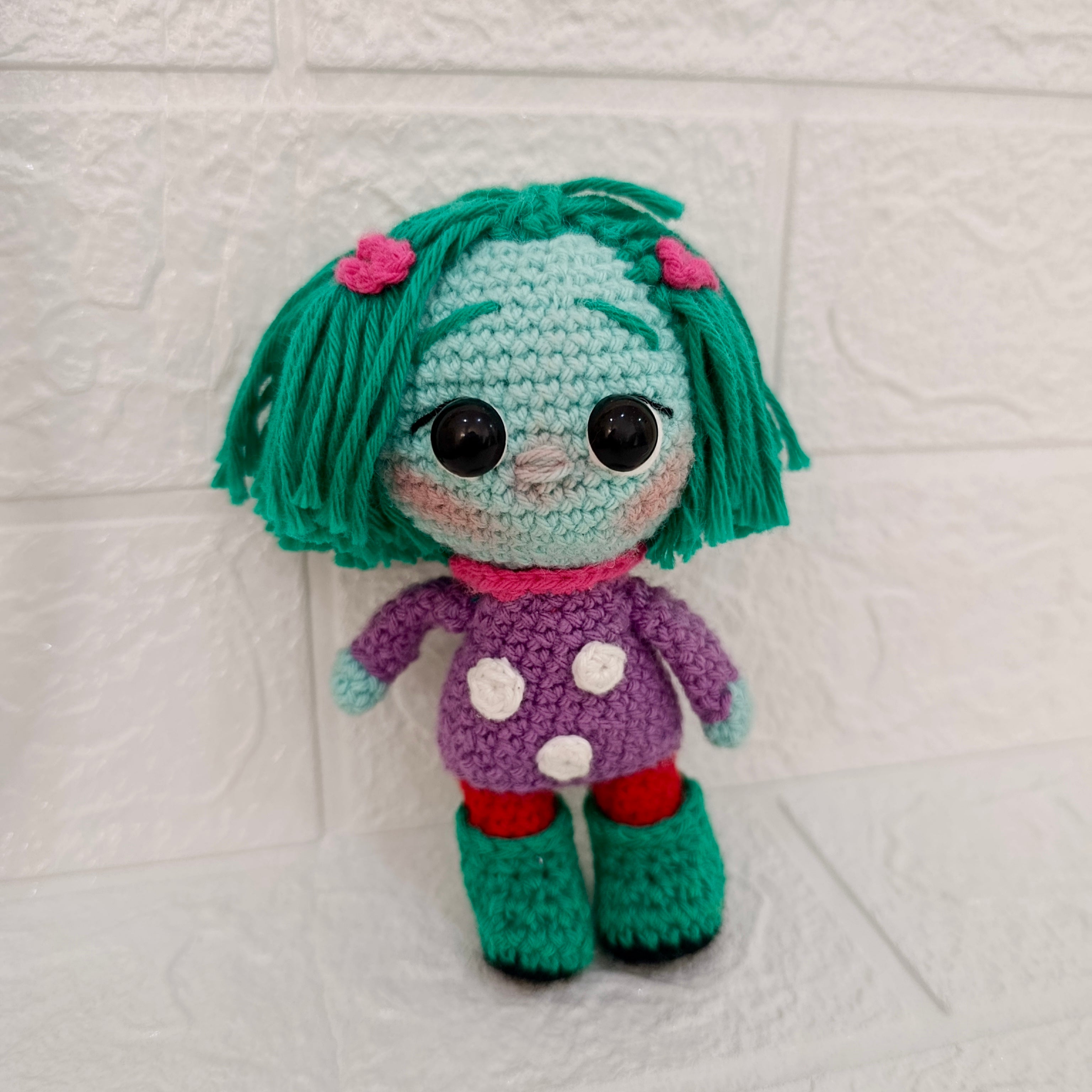 Muñeca Envidia Intensamente en Crochet 13.5 cm