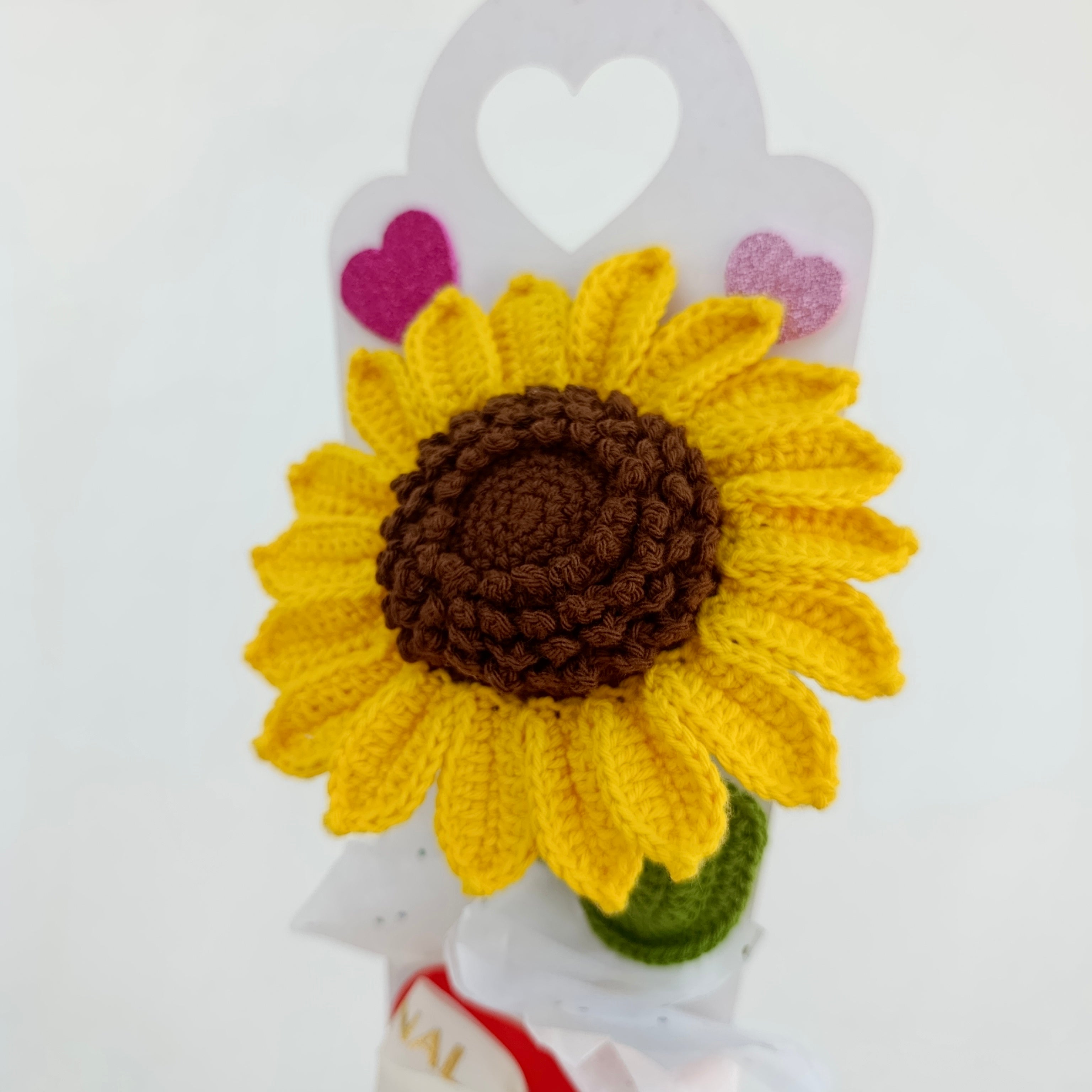 Girasol Premium Tejido a Crochet Grande - Flor Eterna con Alambre