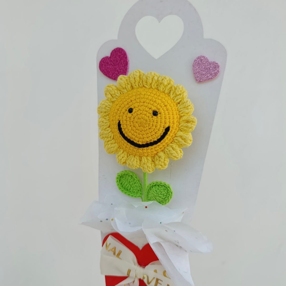 Girasol Tejido con Carita Feliz - Amigurumi Decorativo