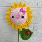 Girasol amigurumi con carita de chanchito tejido a crochet - patrón Chanchigirasol 2