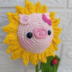 Girasol amigurumi con carita de chanchito tejido a crochet - patrón Chanchigirasol 3