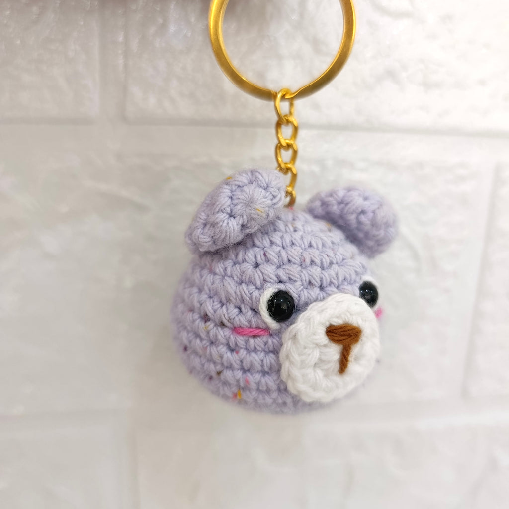 Llavero Osito Lila en Crochet Tejido a Mano
