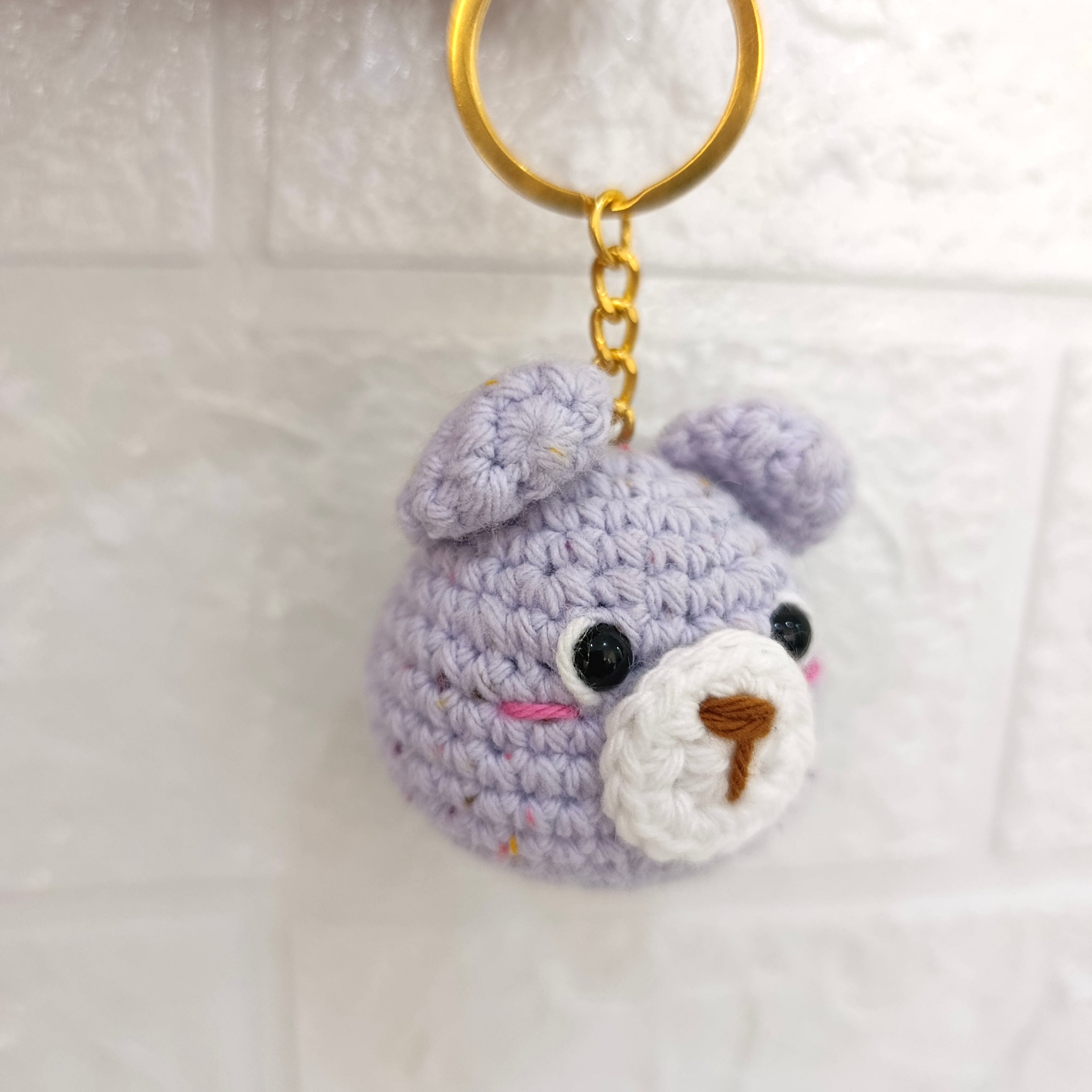 Llavero Osito Lila en Crochet Tejido a Mano