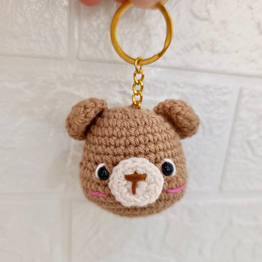 Llavero Osito Marrón en Crochet Tejido a Mano