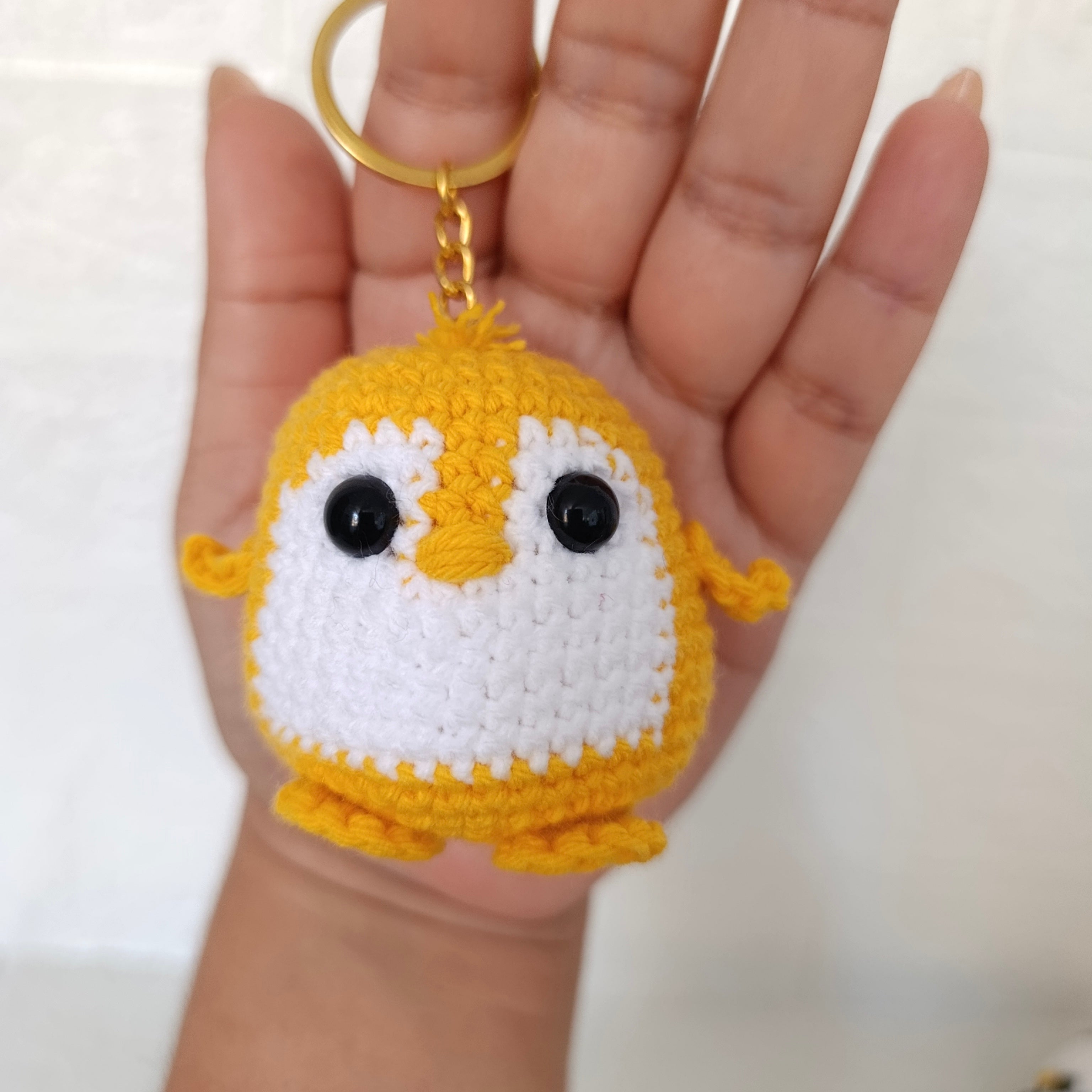 Llavero Mediano Pingüino Bebé Tejido