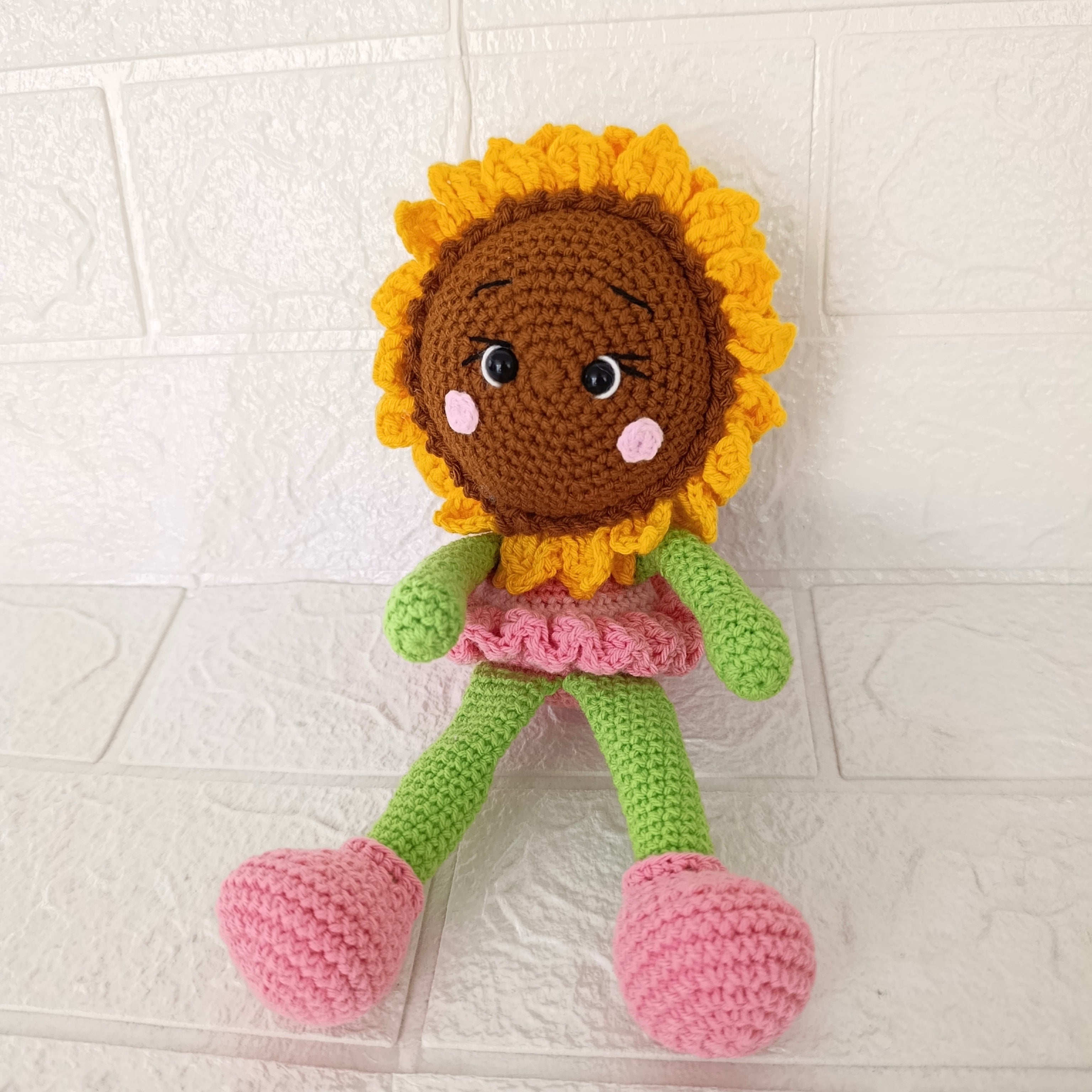 Hada Girasol Crochet 24 cm · Muñeca Artesanal Tejida a Mano