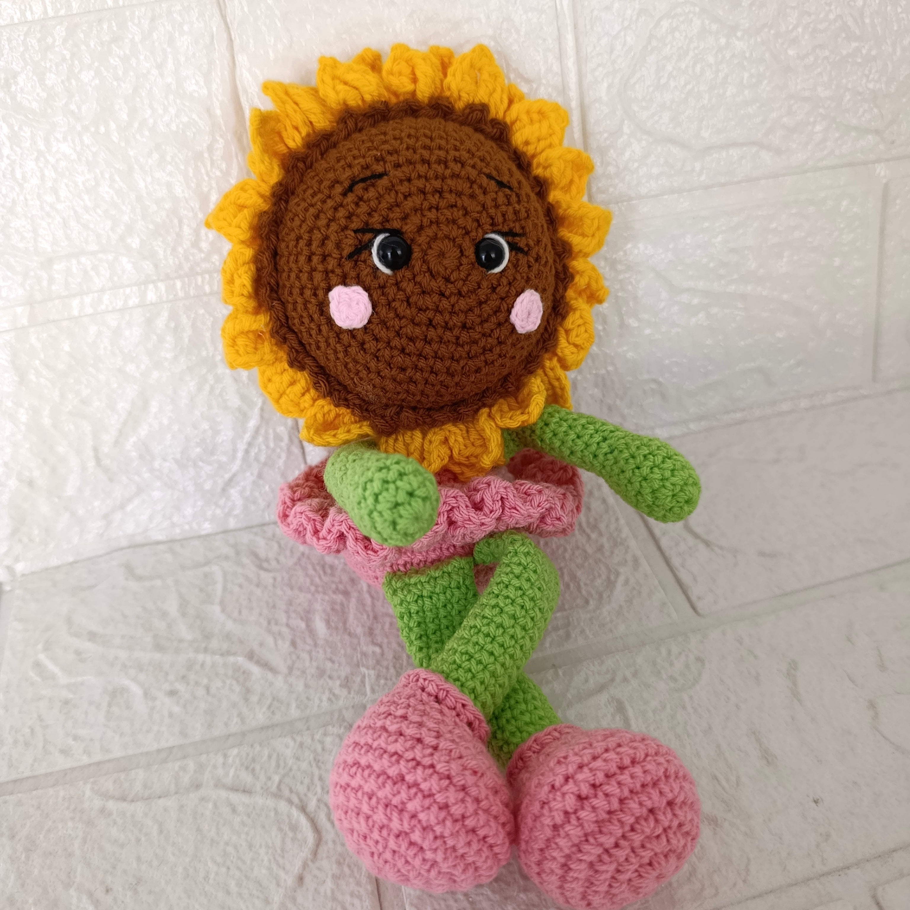 Hada Girasol Crochet 24 cm · Muñeca Artesanal Tejida a Mano