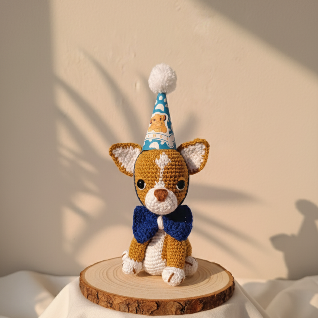Muñeco personalizado de mascota chihuahua hecho a mano en Perú