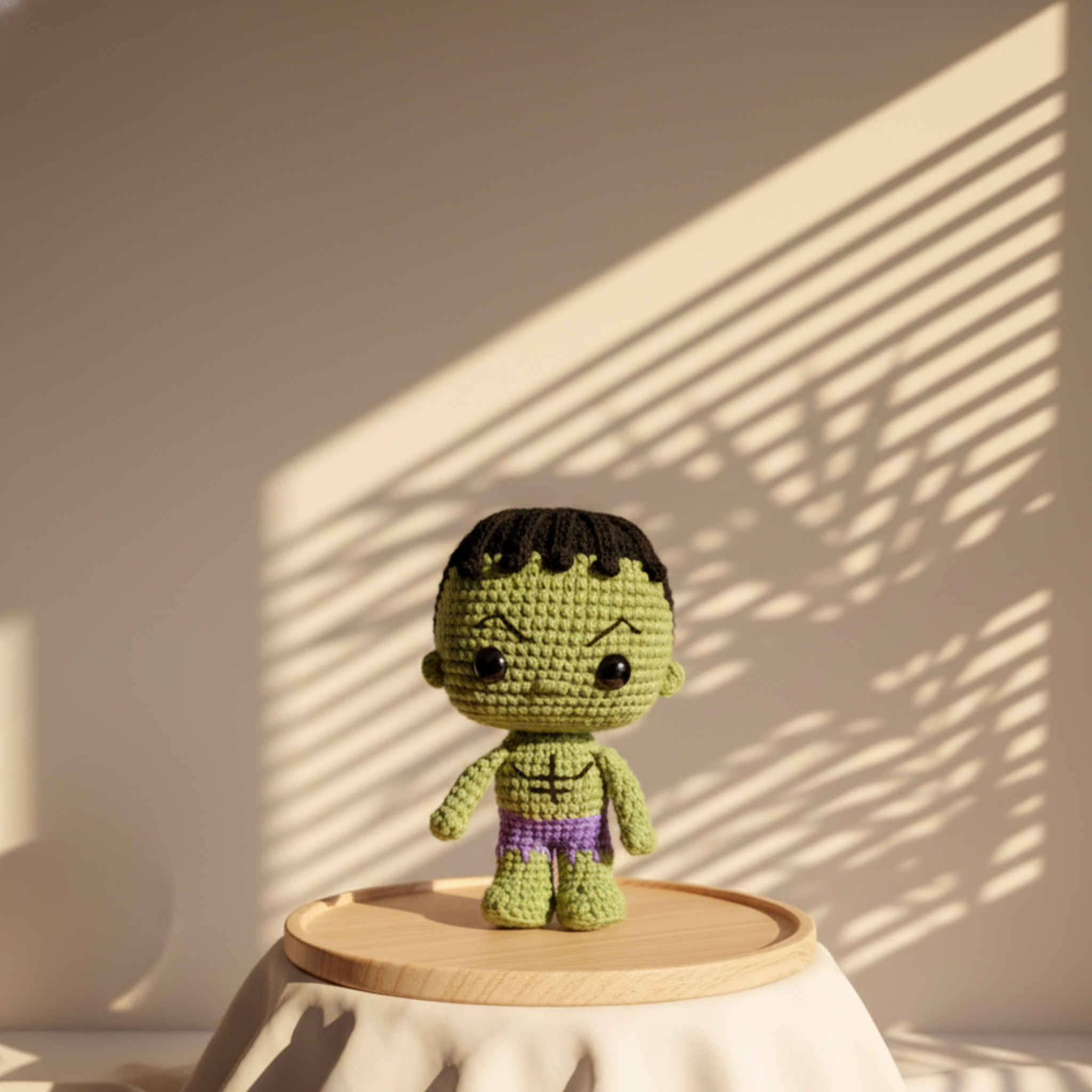 Muñeco tejido personalizado inspirado en hulk marvel