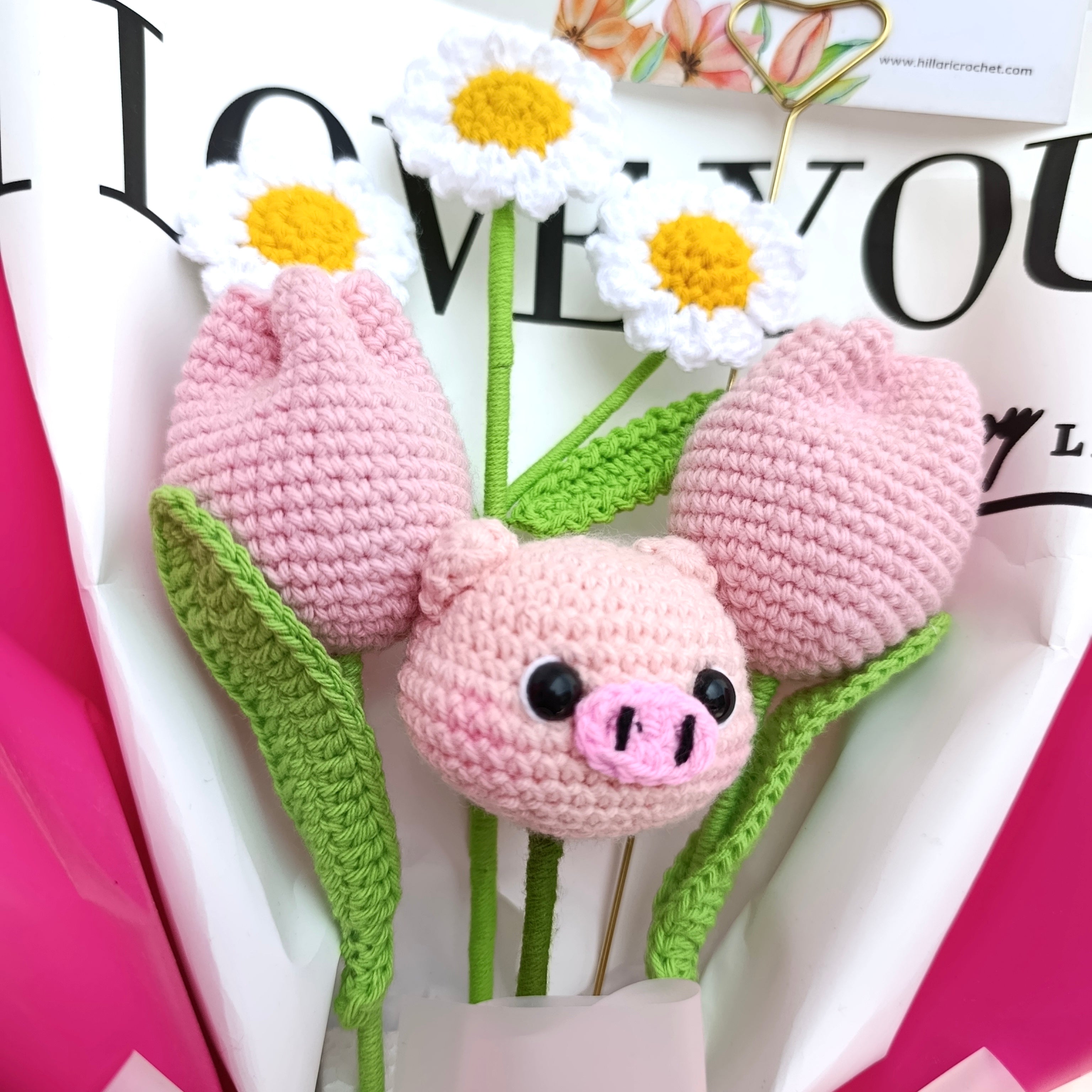 Ramo Chancho San Valentín en Crochet