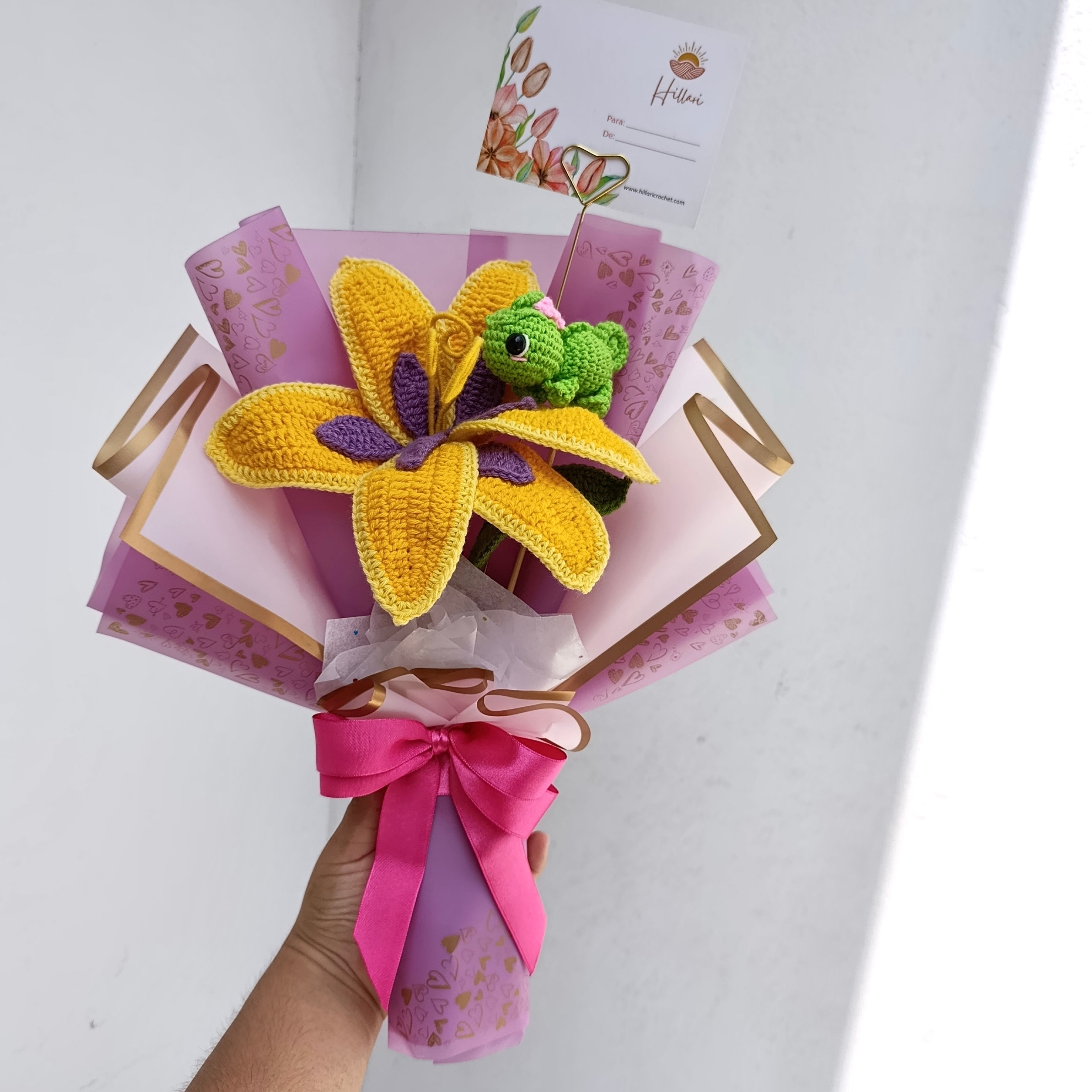 Ramo Rapunzel y Pascal San Valentín Tejido en Crochet