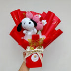 Ramo Premium con Tulipanes y Perrito Blanco Tejido