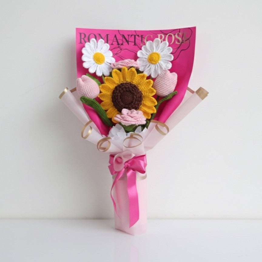 Ramo margarita , girasol premium, rosas y tulipan