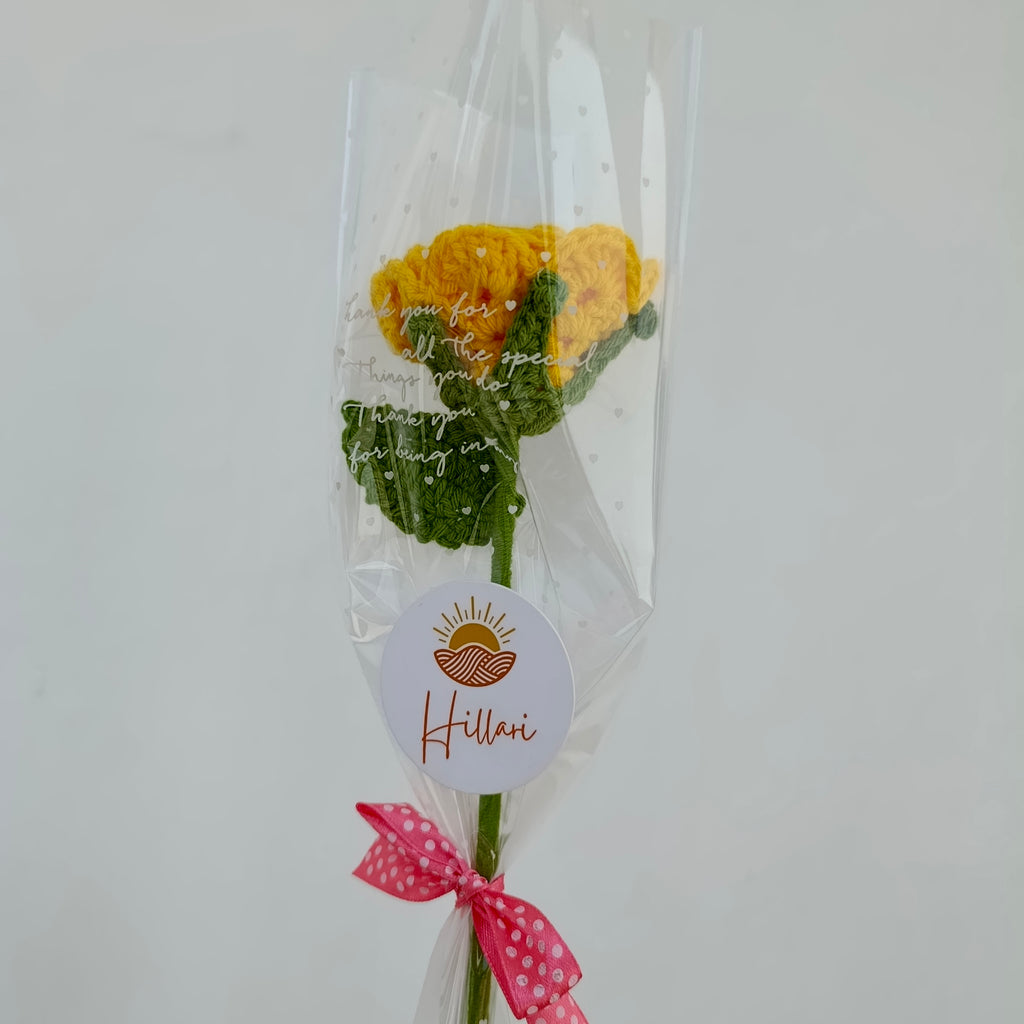 Rosa Amarilla Tejida a Crochet - Flor Eterna Individual