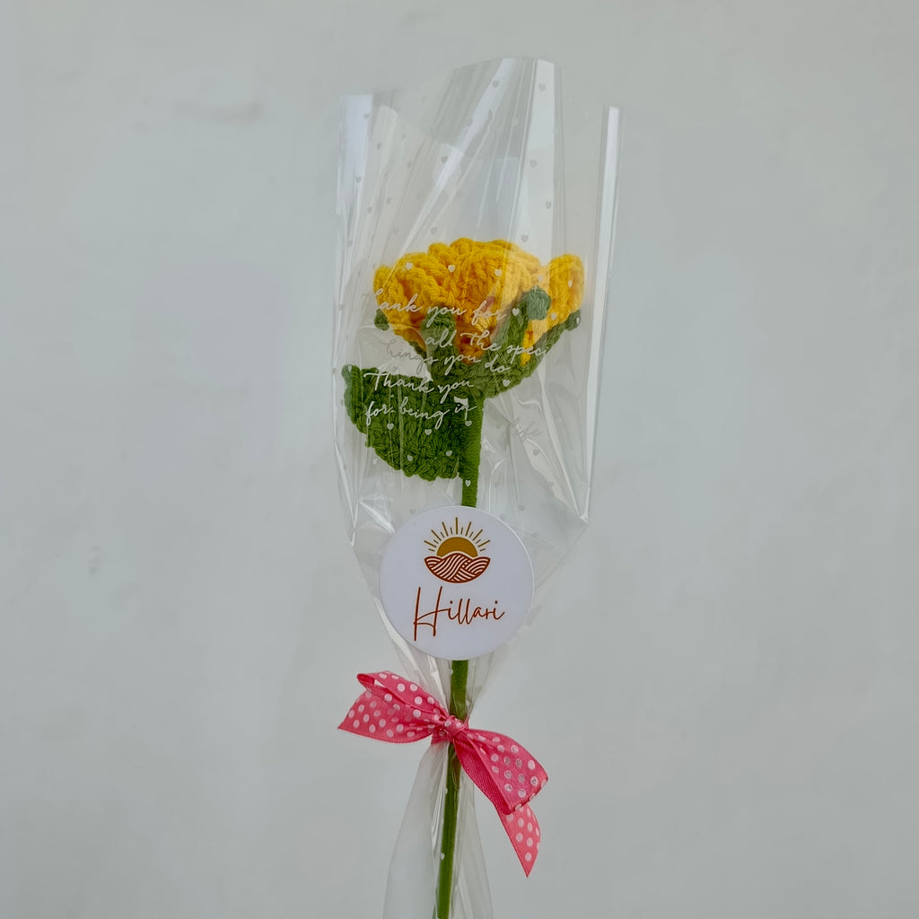 Rosa Amarilla Tejida a Crochet - Flor Eterna Individual