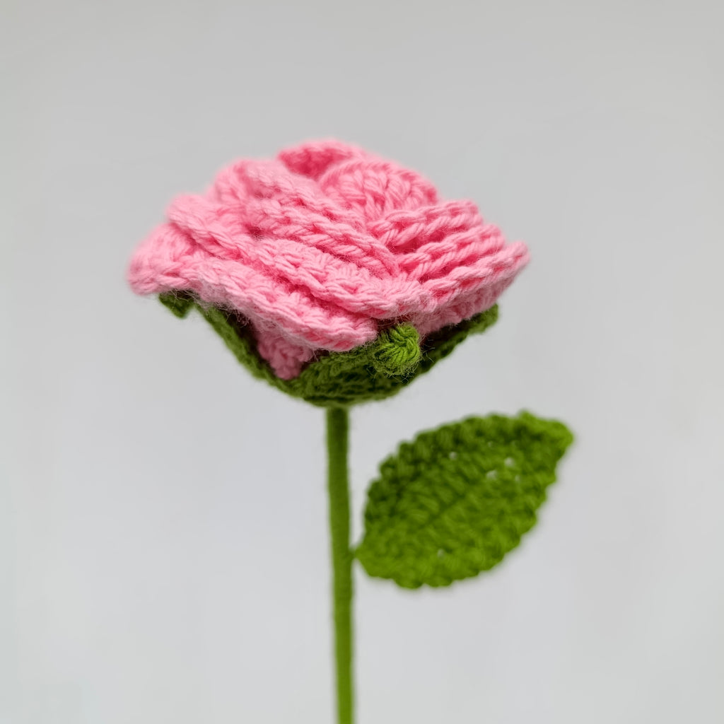 Rosa Amarilla Tejida a Crochet - Flor Eterna Individual