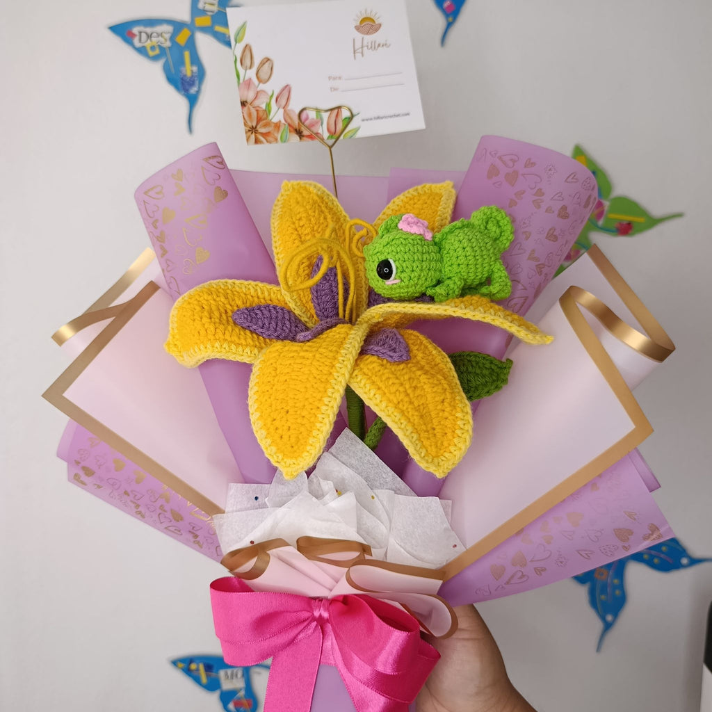 Ramo Rapunzel y Pascal San Valentín Tejido en Crochet