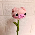 Flor a Crochet Cerdito Amigurumi - Complemento para Ramos