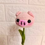Flor a Crochet Cerdito Amigurumi - Complemento para Ramos