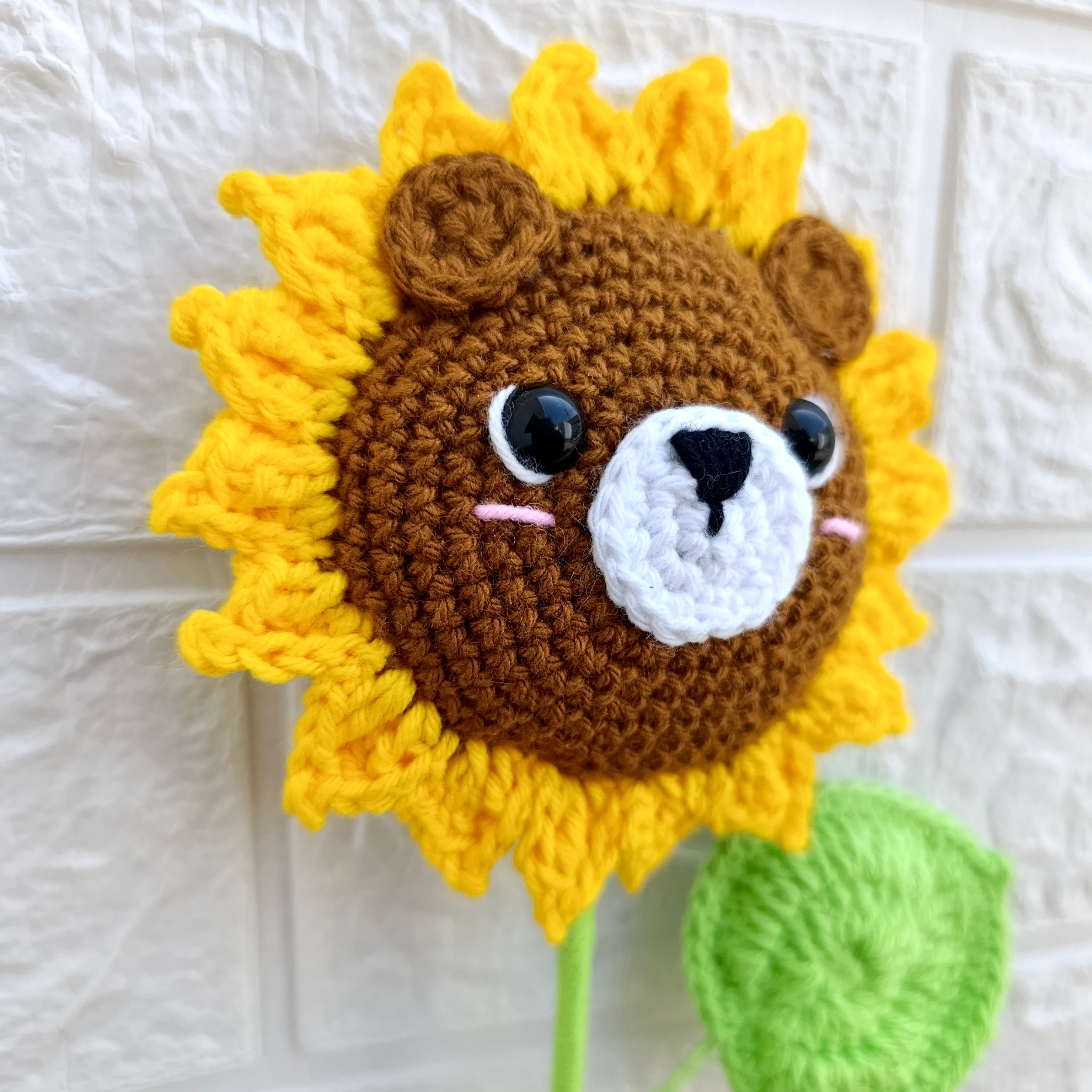 Girasol Carita de Osito Tejido a Crochet