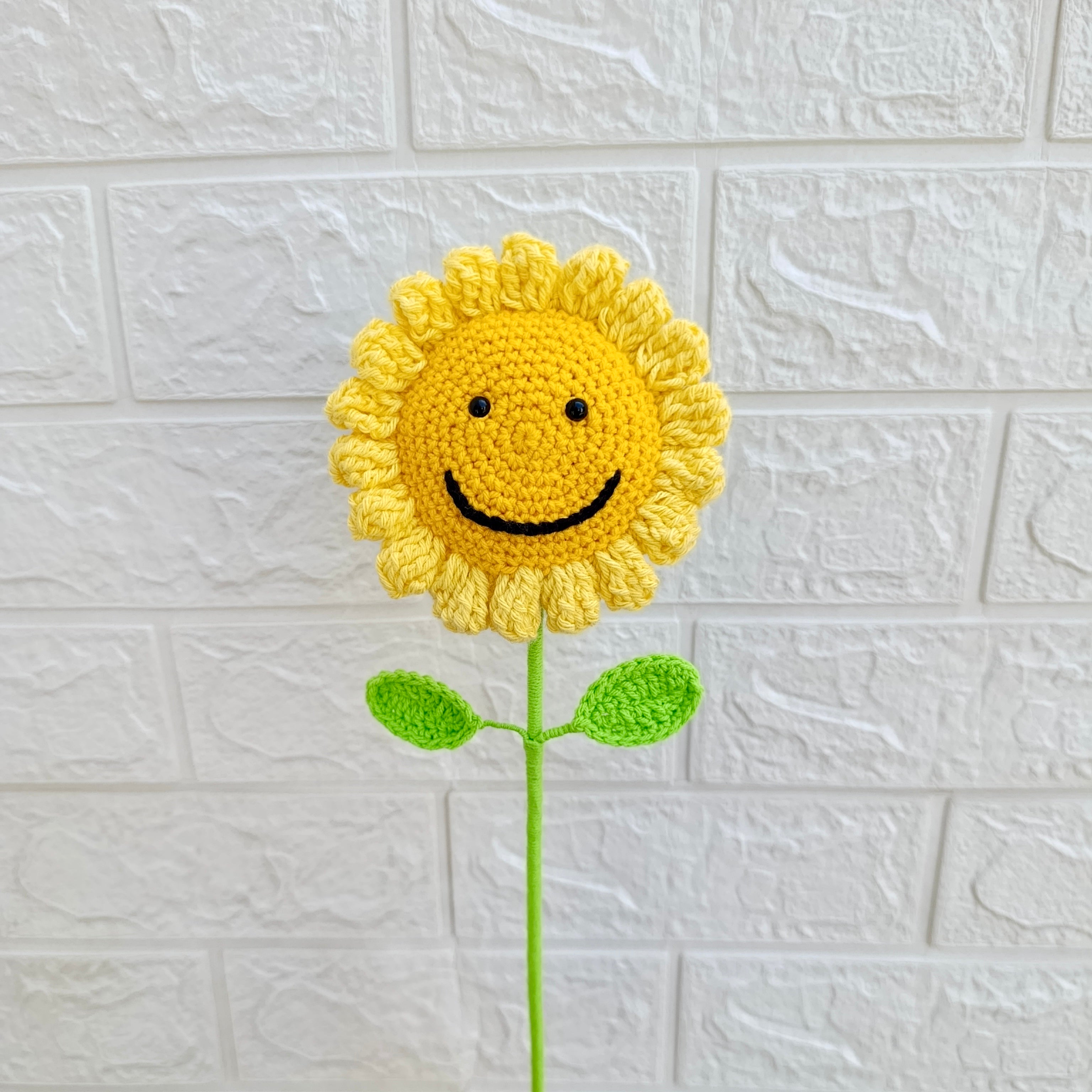 Girasol con Carita Feliz Tejido a Crochet