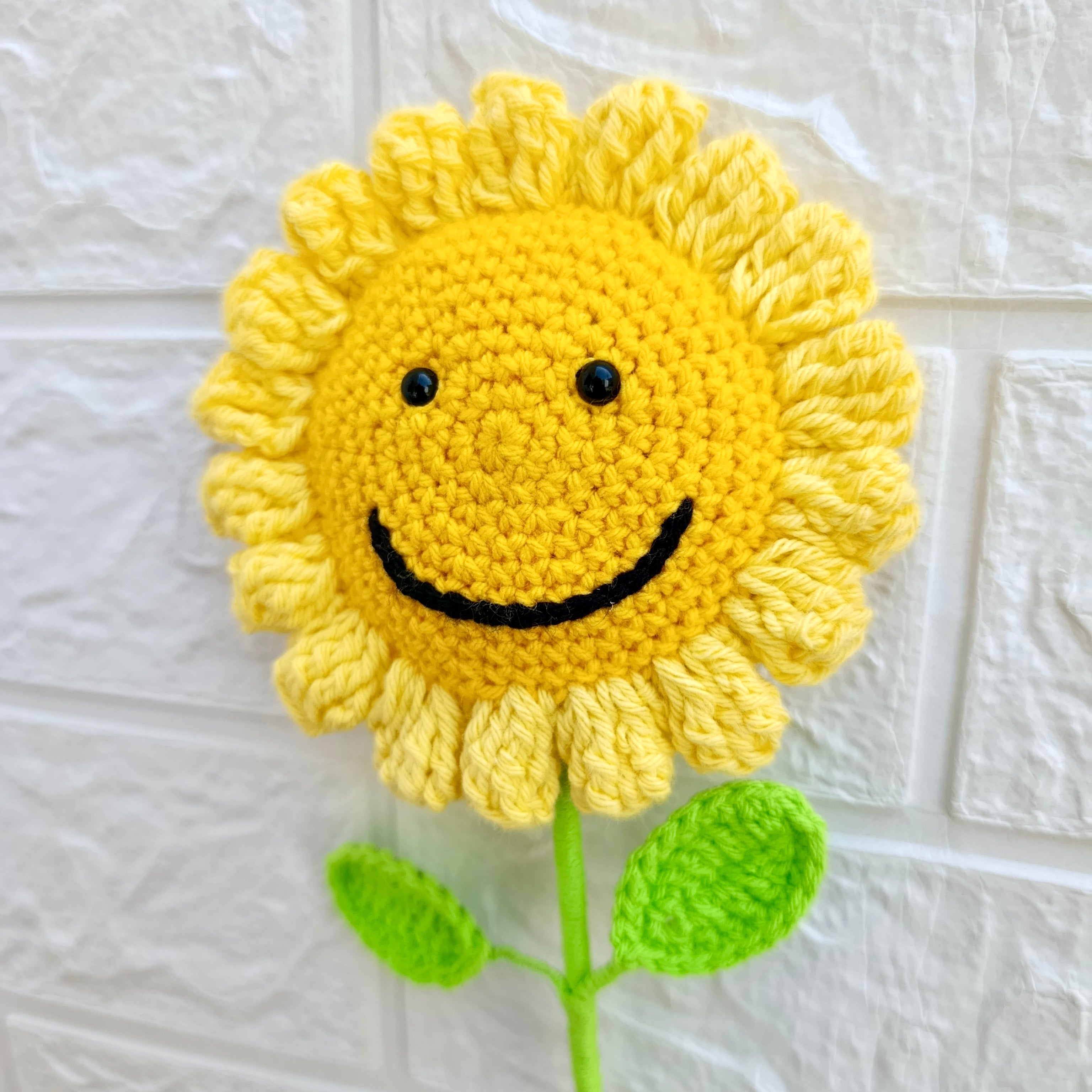 Girasol con Carita Feliz Tejido a Crochet