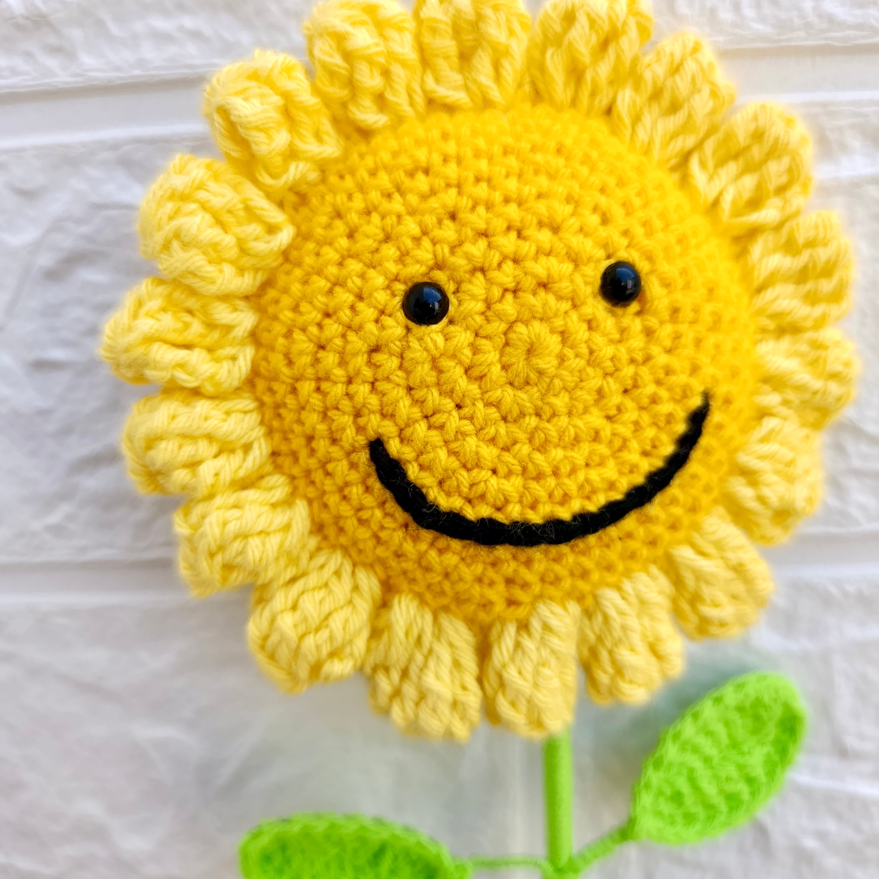 Girasol con Carita Feliz Tejido a Crochet