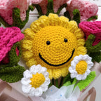 Ramo Crochet Sonriente con Girasol, Tulipanes y Rosas