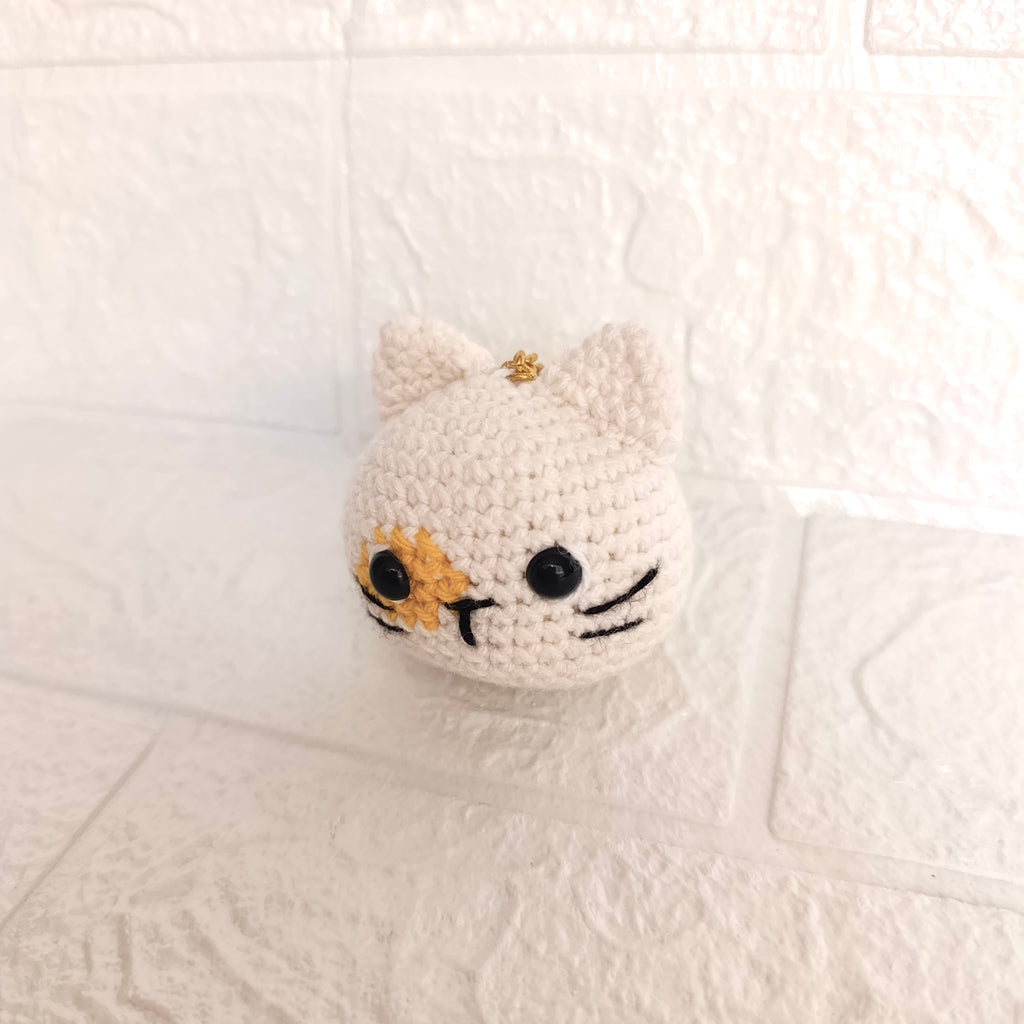 Llavero Carita de Gato Manchita Amarilla en Crochet