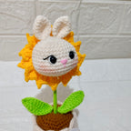 Maceta Carita de Conejo con Girasol en Crochet