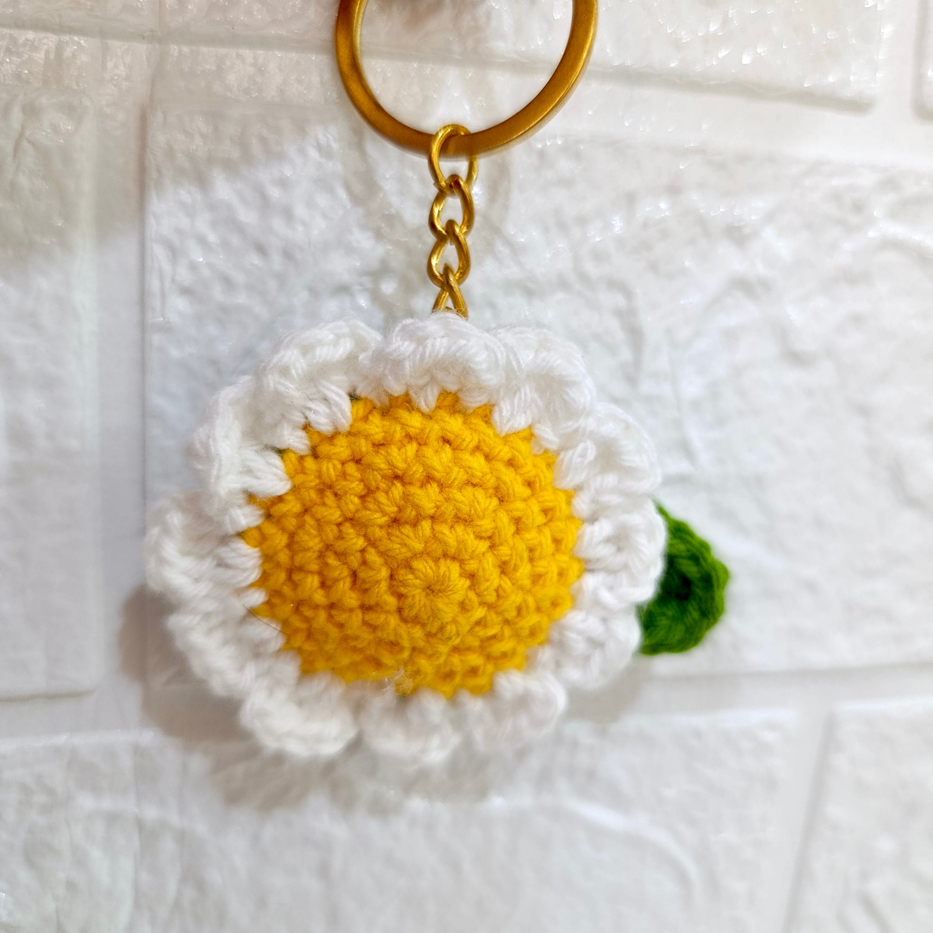 Llavero Margarita en Crochet Tejido a Mano