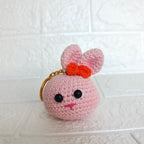 Llavero Carita de Coneja con Moño Anaranjado en Crochet