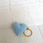 Llavero Corazón Celeste Pequeño en Crochet