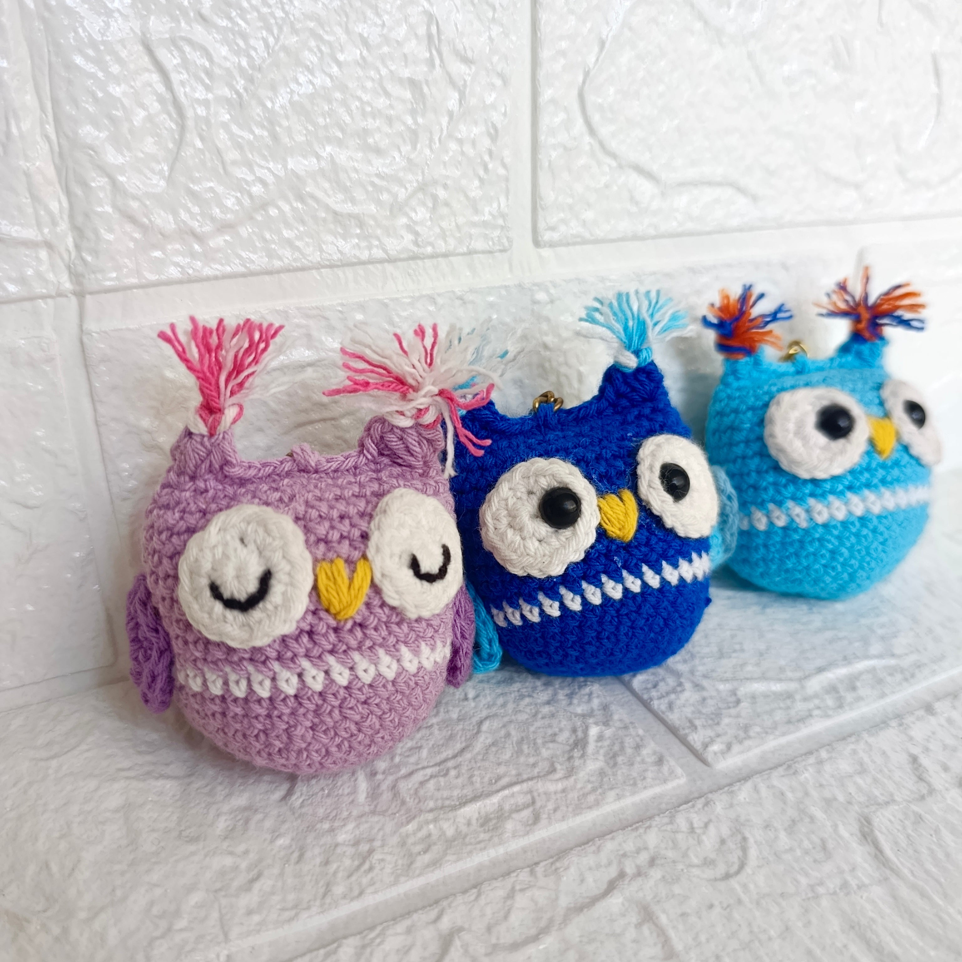 Llavero Buhos en Crochet – 9 cm