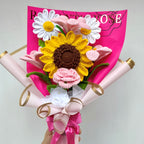 Ramo Crochet con Girasol Premium, Tulipanes y Margaritas