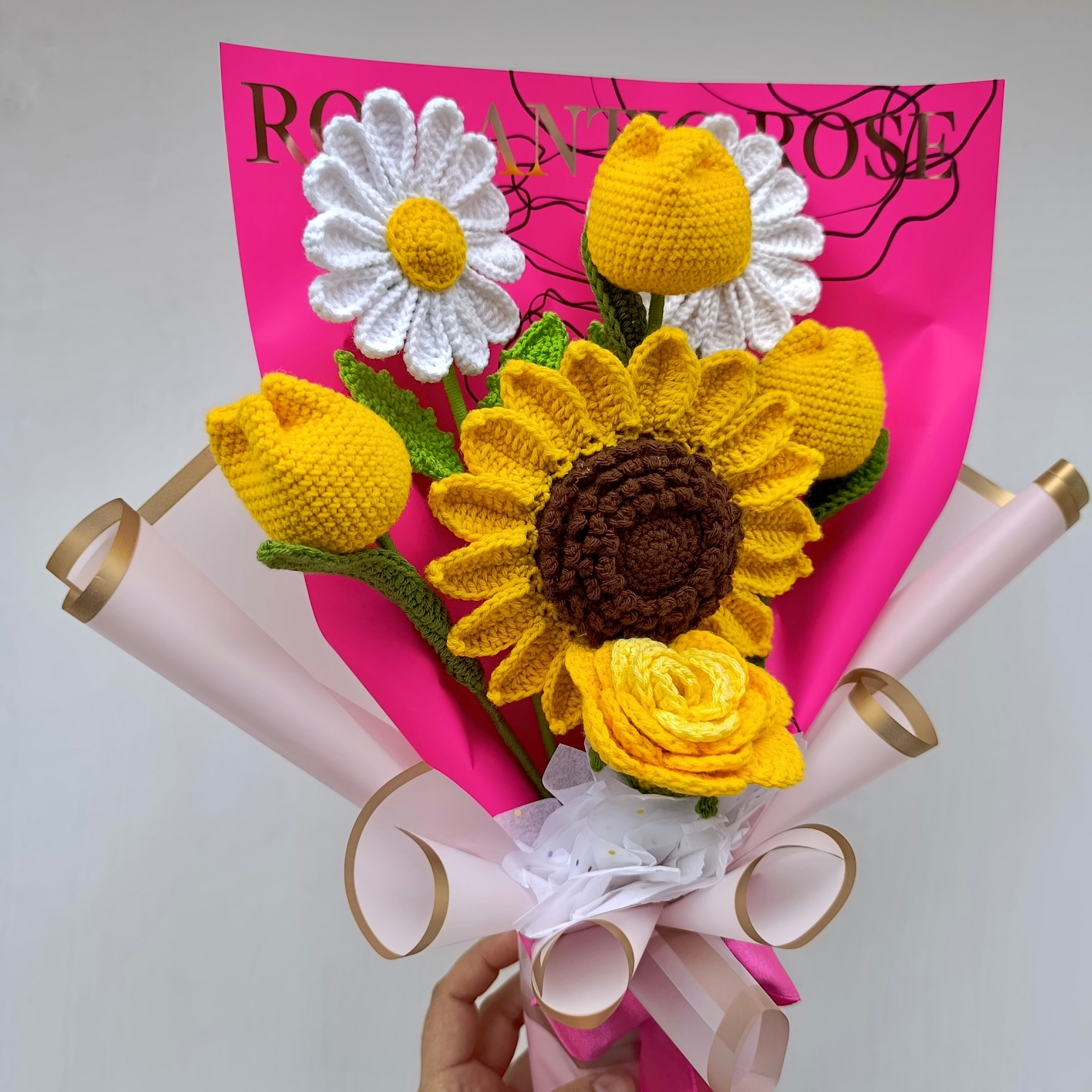 Ramo Mix Floral de Flores Amarillas en Crochet