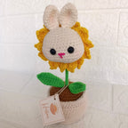 Maceta Carita de Conejo con Girasol en Crochet