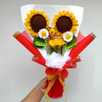 Ramo Crochet con Girasoles, Manzanillas, Rosa y Abeja Amigurumi