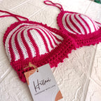 Top Crochet Fucsia con Blanco – Talla M