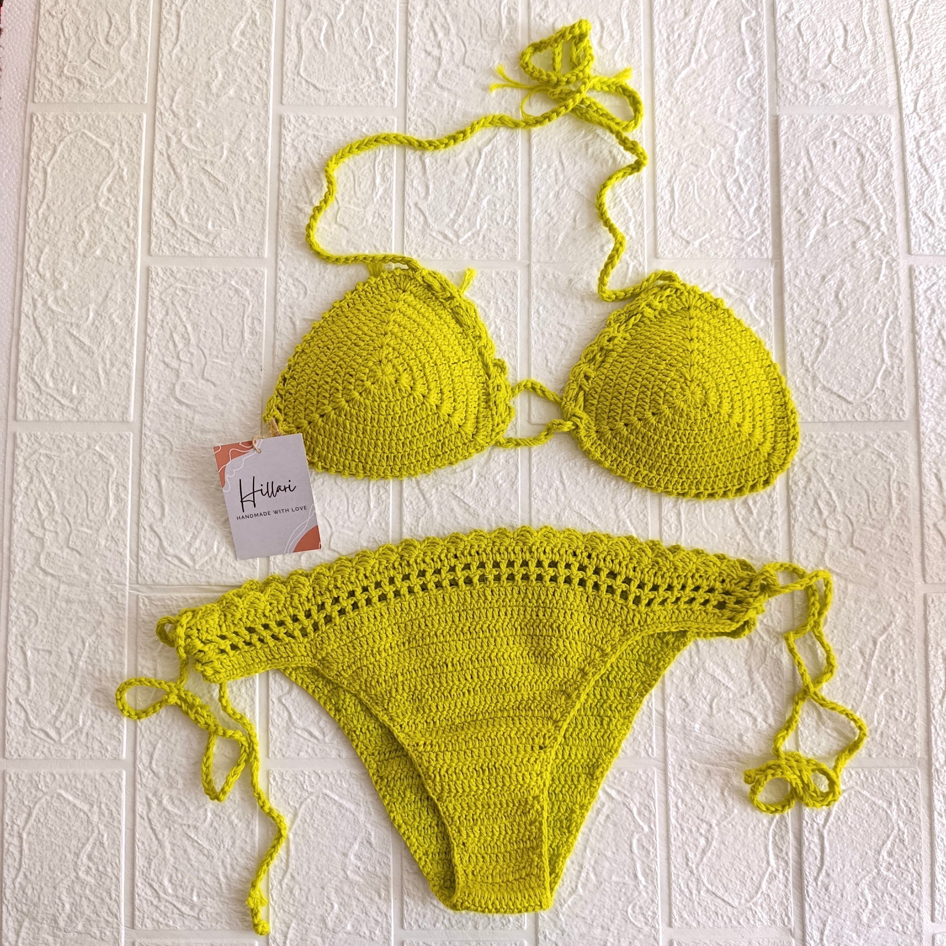 Bikini Verde Limón en Crochet – Talla S