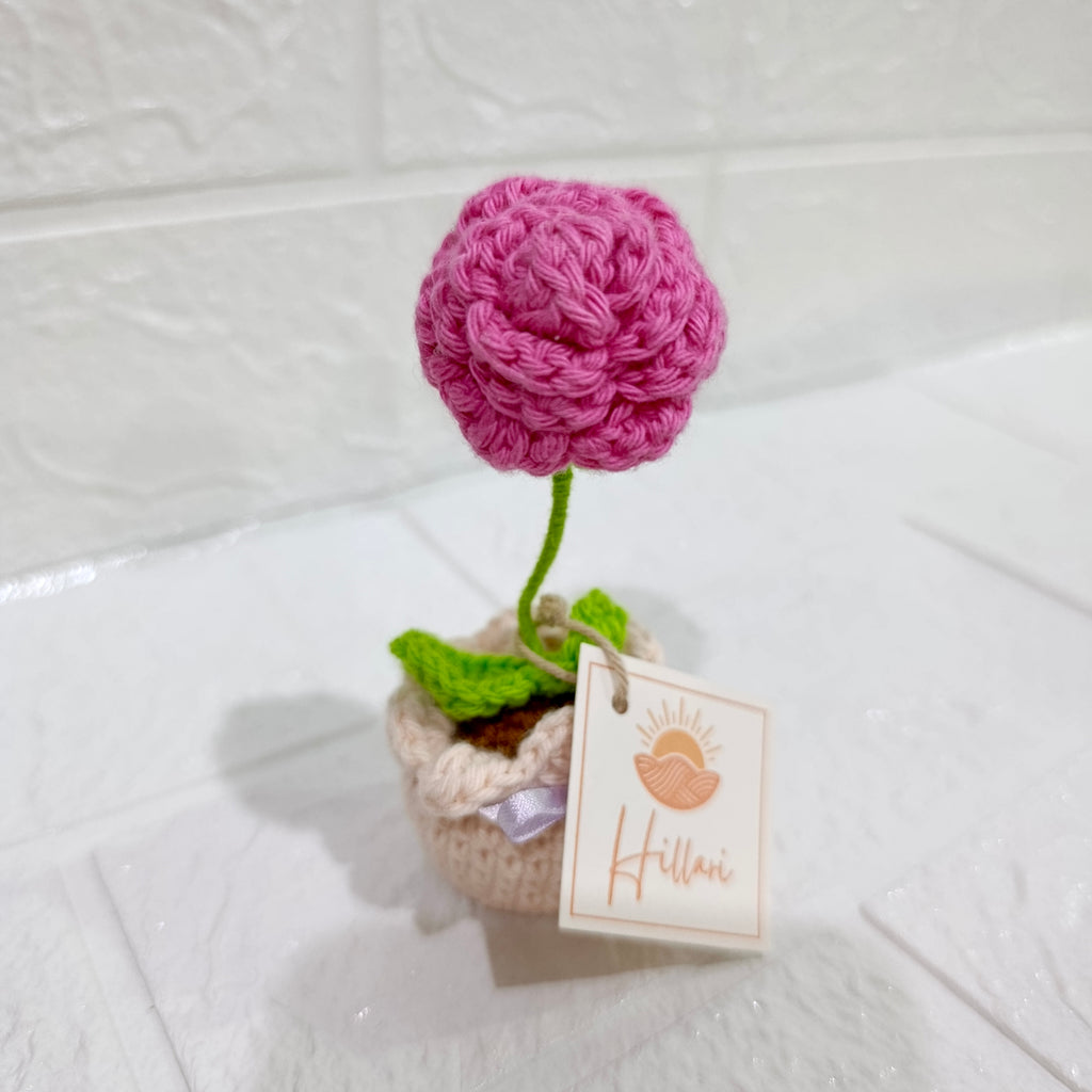 Maceta Mini Rosa Tejida en Crochet