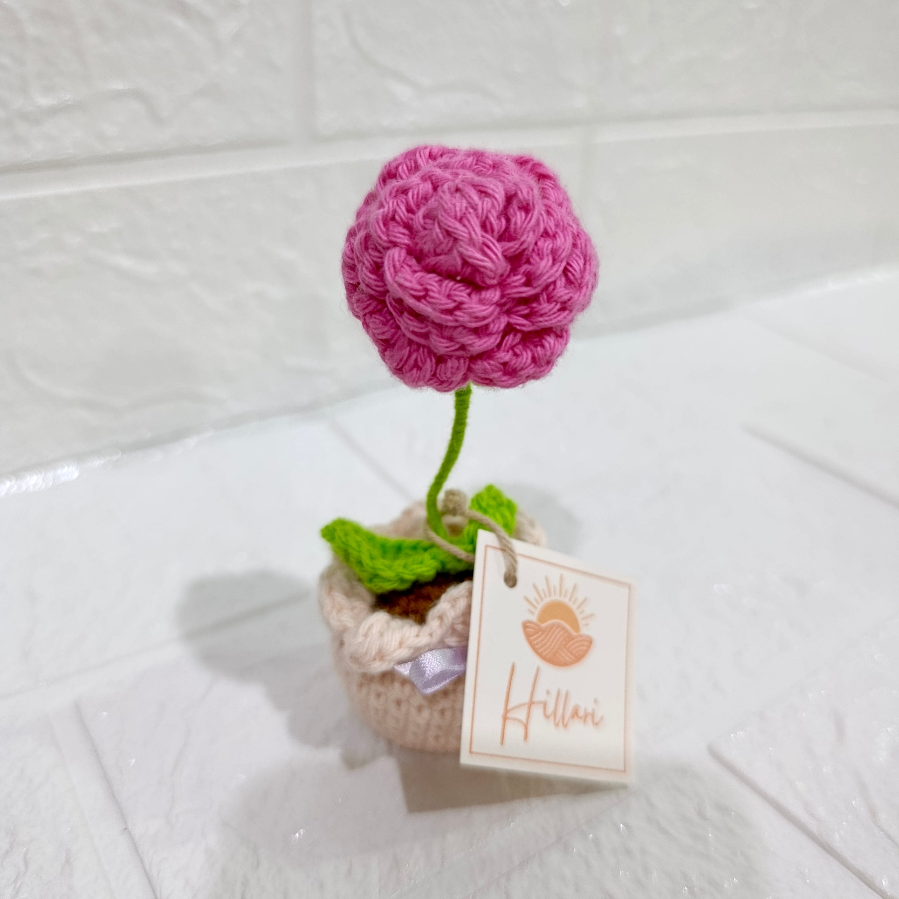 Maceta Mini Rosa Tejida en Crochet
