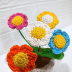 Maceta Tejida Primaveral con Margaritas en Crochet