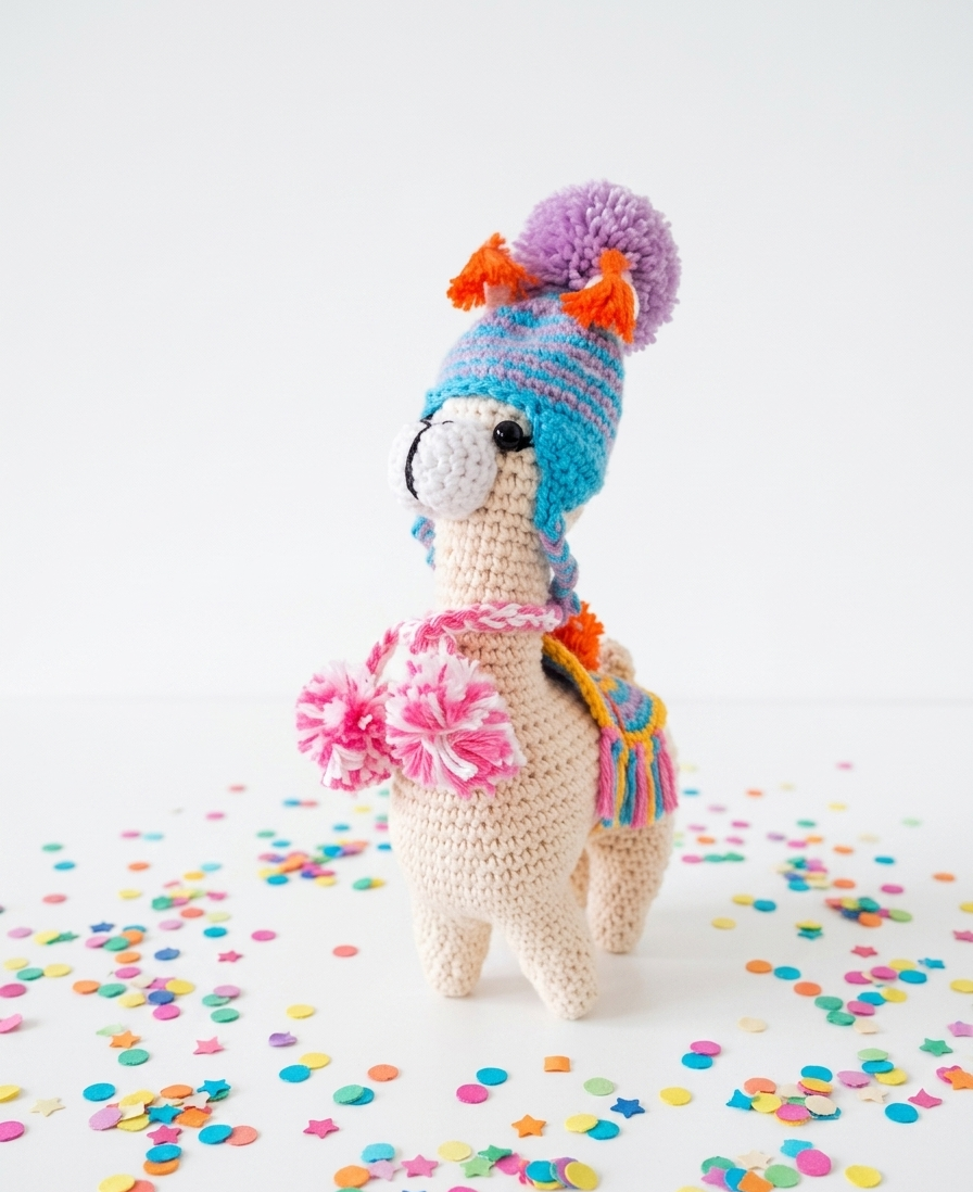 Santiaguito · Llama Crochet con Chullo 15 cm