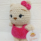 Osita de Chenille con Vestido Fucsia