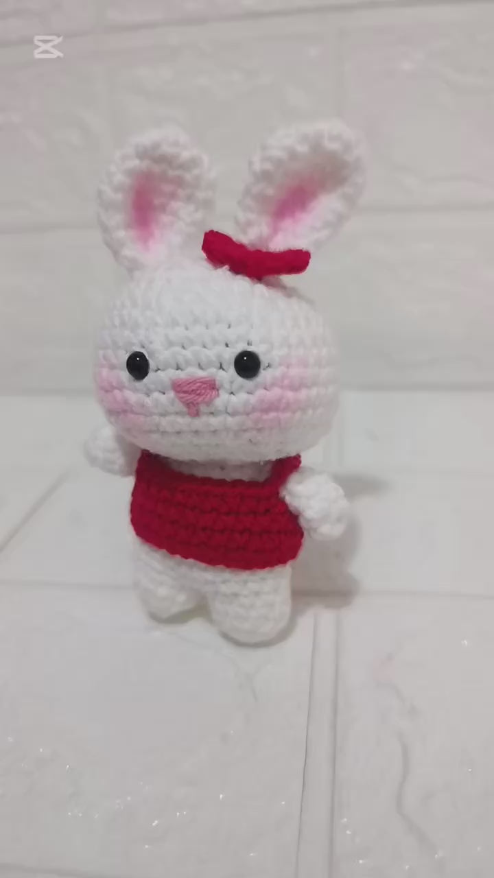 Conejita con Vestido Tejida a Crochet