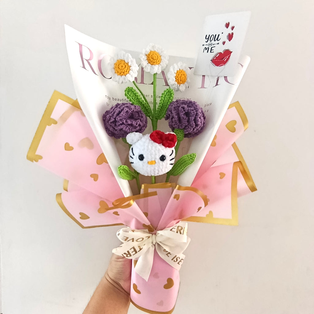 Ramo Kitty San Valentín Tejido en Crochet
