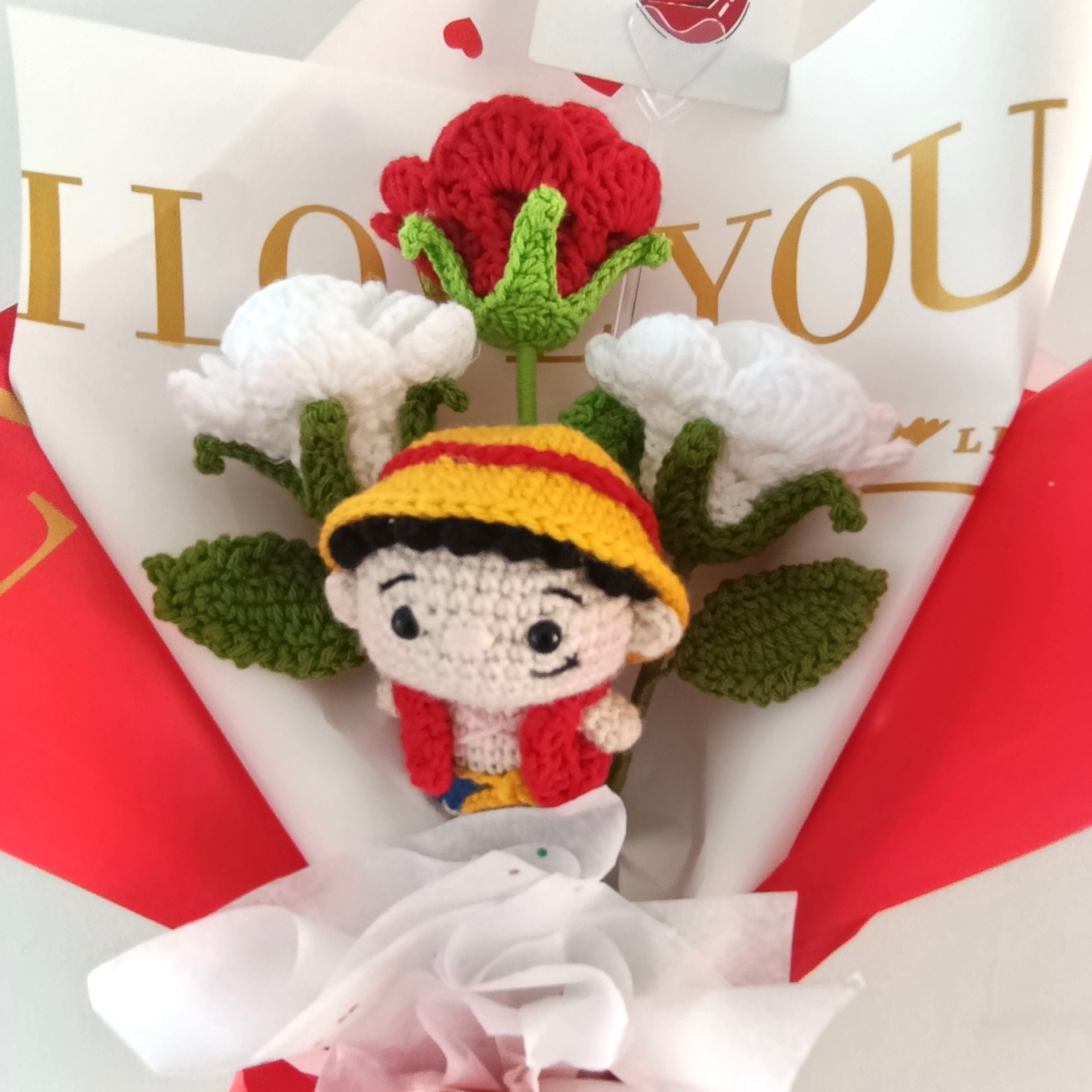Ramo Luffy San Valentín Tejido en Crochet