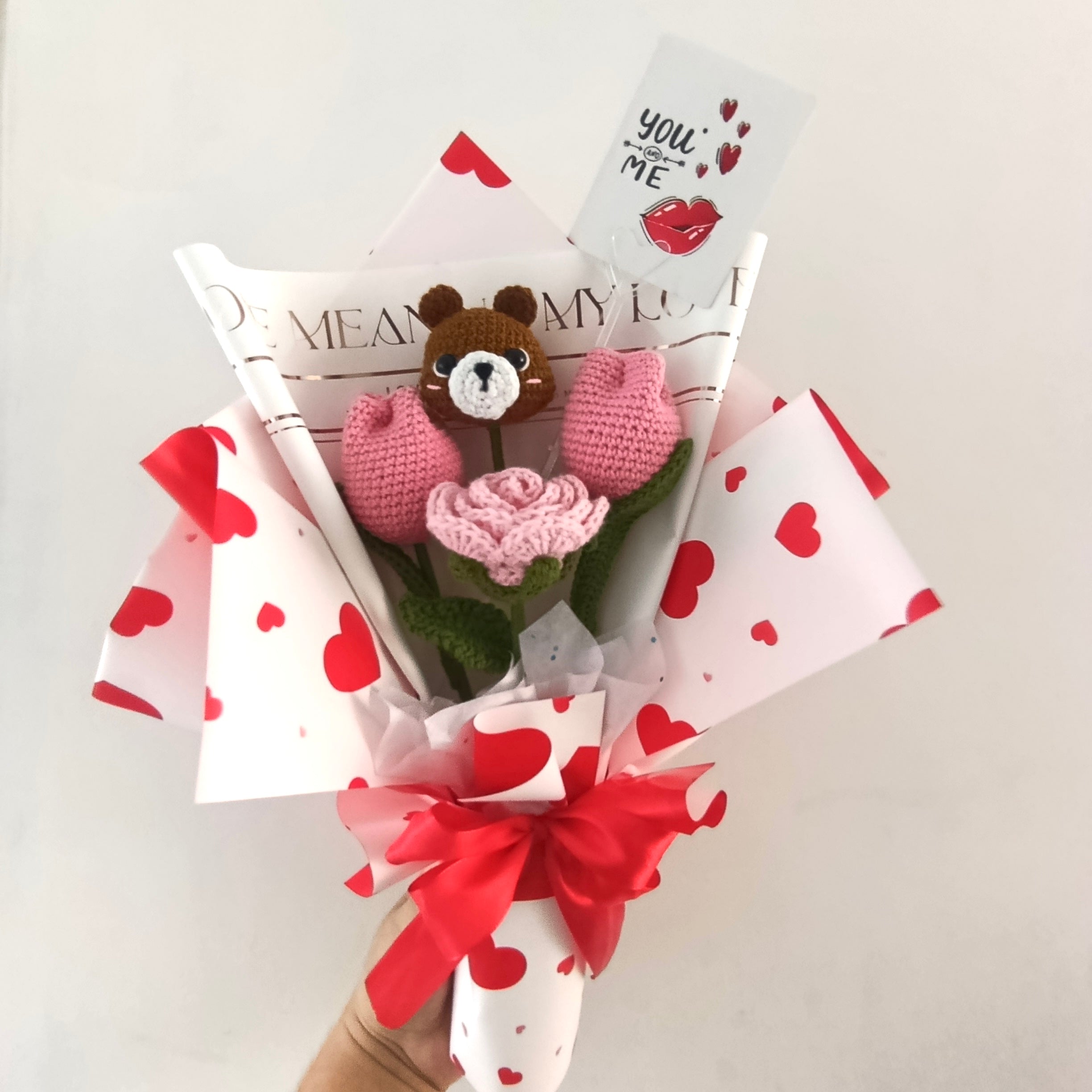 Ramo Osito San Valentín Tejido en Crochet